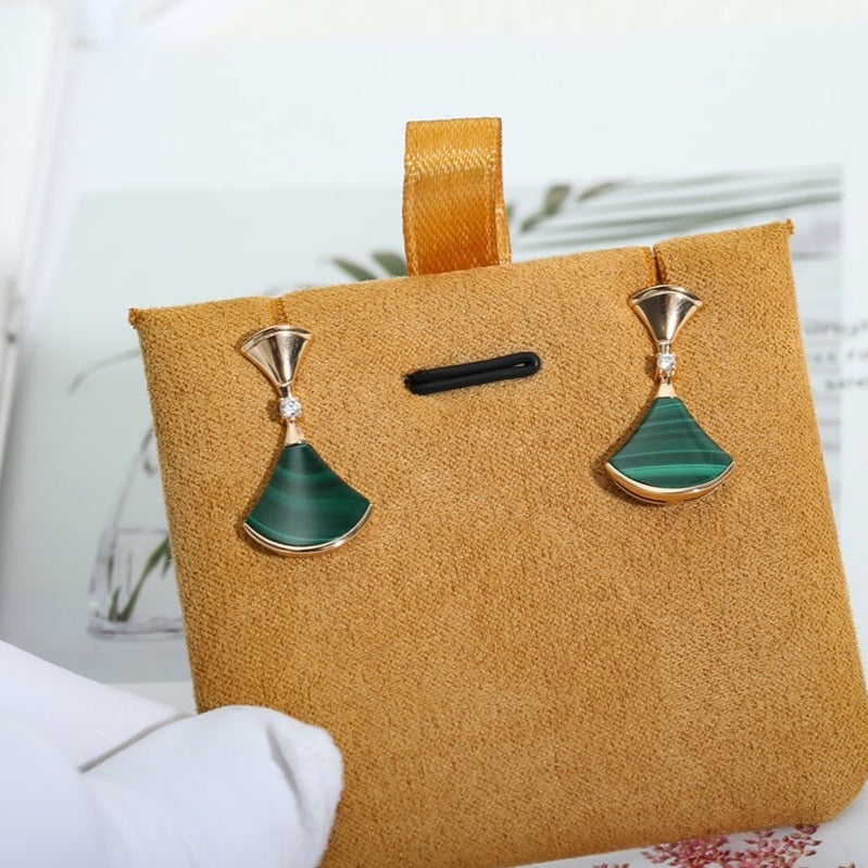 [Polaidi Jewelry]DREAM MALACHITE PINK GOLD EARRINGS