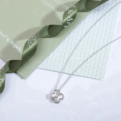 [Polaidi Jewelry]CLOVER  15MM DIAMOND LASER NECKLACE SILVER