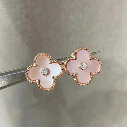 [：Polaidi Jewelry]CLOVER MEDIUM 1 MOTIFS マザーオブパール ダイヤモンド ピアス