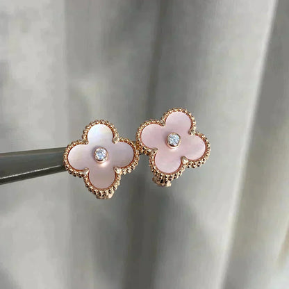 [：Polaidi Jewelry]CLOVER MEDIUM 1 MOTIFS マザーオブパール ダイヤモンド ピアス