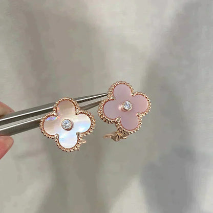 [：Polaidi Jewelry]CLOVER MEDIUM 1 MOTIFS マザーオブパール ダイヤモンド ピアス