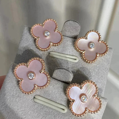 [：Polaidi Jewelry]CLOVER MEDIUM 1 MOTIFS マザーオブパール ダイヤモンド ピアス