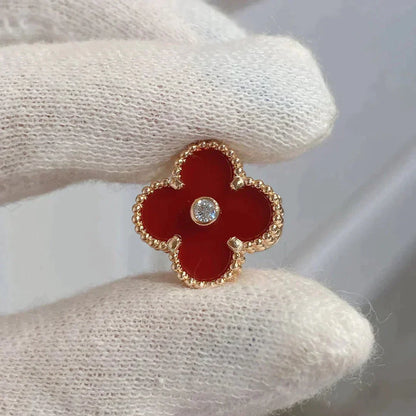 [：Polaidi Jewelry]CLOVER MEDIUM 1 MOTIFS CARNELIAN  DIAMOND earrings