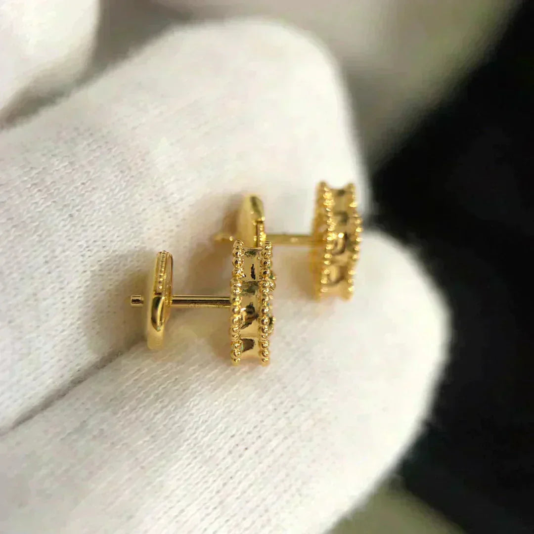 [：Polaidi Jewelry]クローバー ミニ 9.5MM マラカイト イヤリング