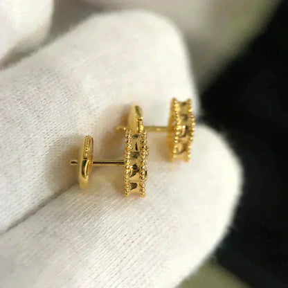 [：Polaidi Jewelry]クローバー ミニ 9.5MM マラカイト イヤリング