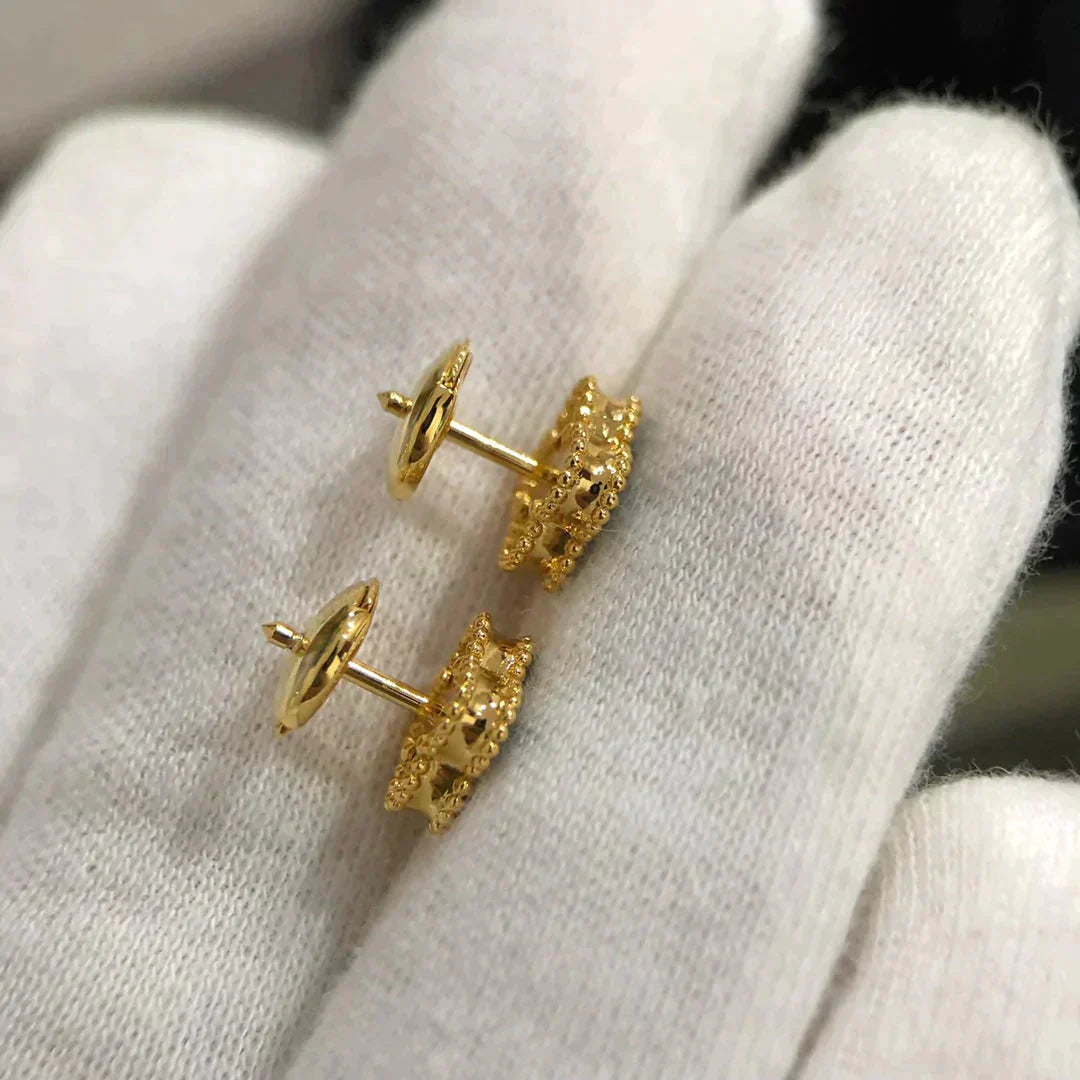 [Polaidi Jewelry]CLOVER MINI 9.5MM MALACHITE  EARRINGS