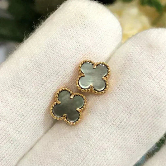 [：Polaidi Jewelry]CLOVER MINI 9.5MM GRAY MOP EARRINGS
