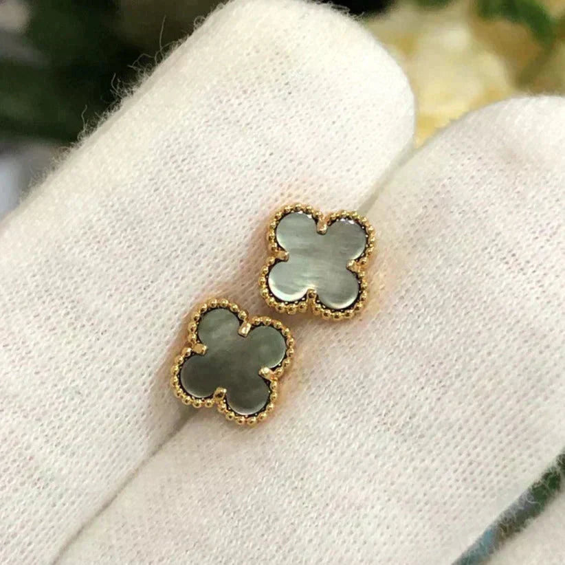 [Polaidi Jewelry]CLOVER MINI 9.5MM GRAY MOP EARRINGS