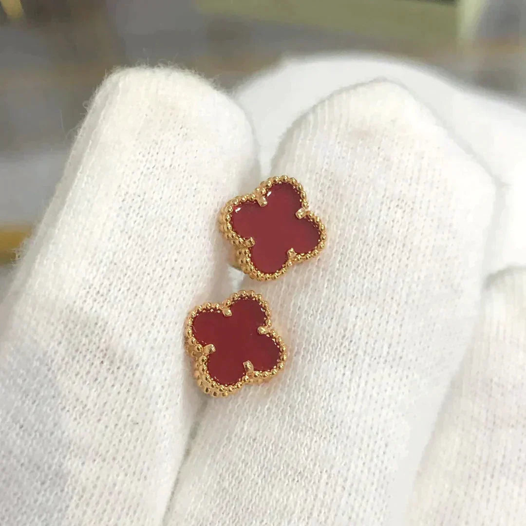 [Polaidi Jewelry]CLOVER MINI 9.5MM CARNELIAN EARRINGS
