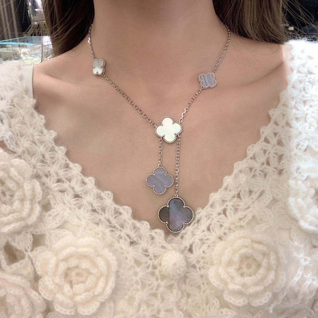 [：Polaidi Jewelry]CLOVER MOP CHALCEDONY NECKLACE SILVER 6 MOTIF