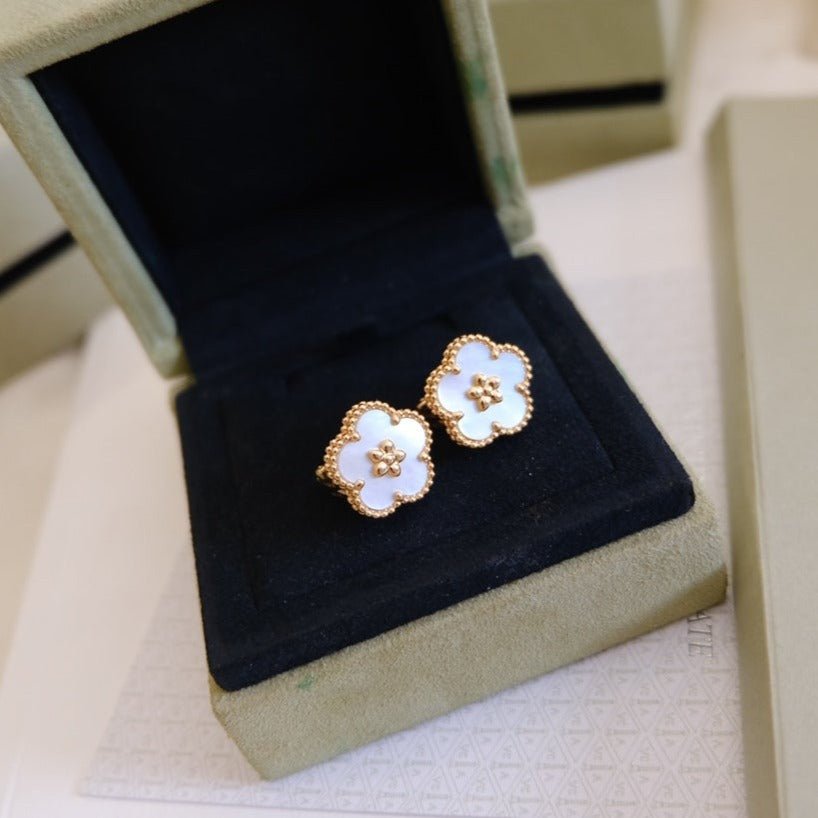 [：Polaidi Jewelry]LUCKY PINK GOLD WHITE MOP EARRINGS