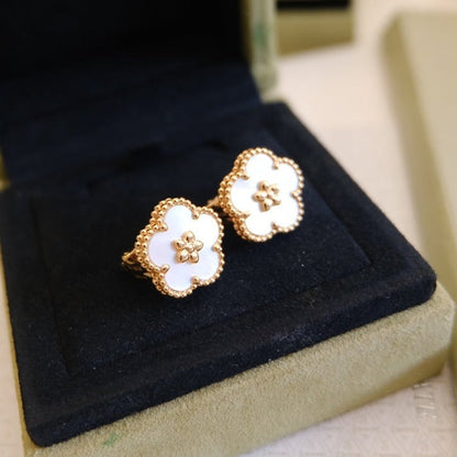 [：Polaidi Jewelry]LUCKY PINK GOLD WHITE MOP EARRINGS