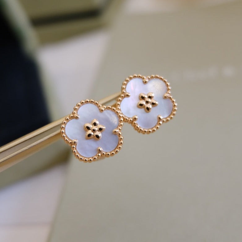 [：Polaidi Jewelry]LUCKY PINK GOLD WHITE MOP EARRINGS