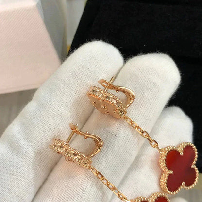 [Polaidi Jewelry]CLOVER 2 MOTIF  LASER CARNELIAN EARRINGS