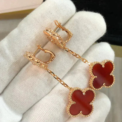 [Polaidi Jewelry]CLOVER 2 MOTIF  LASER CARNELIAN EARRINGS