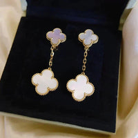 [Polaidi Jewelry ]CLOVER 2 MOTIF WHITE MOP EARRINGS