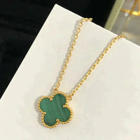 [Polaidi Jewelry ]CLOVER 15MM MALACHITE SINGLE FLOWER  NECKLACE