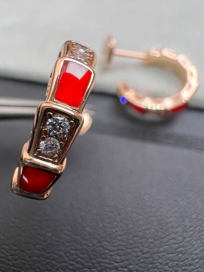 [Polaidi Jewelry]SERPENTI CARNELIAN PINK GOLD EARRINGS
