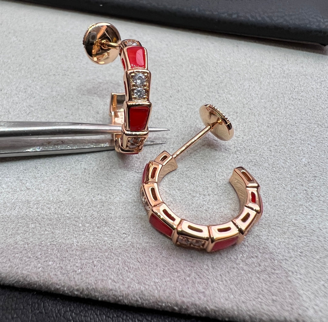 [Polaidi Jewelry]SERPENTI CARNELIAN PINK GOLD EARRINGS