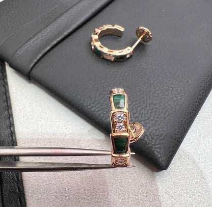 [Polaidi Jewelry]SERPENTI MALACHITE PINK GOLD EARRINGS