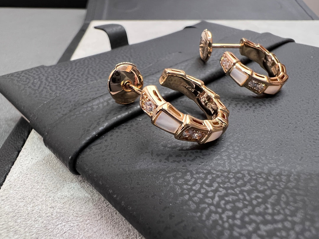 [Polaidi Jewelry]SERPENTI MOP PINK GOLD EARRINGS