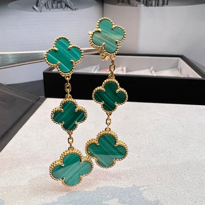[Polaidi Jewelry]CLOVER MALACHITE 3 MOTIFS GOLD