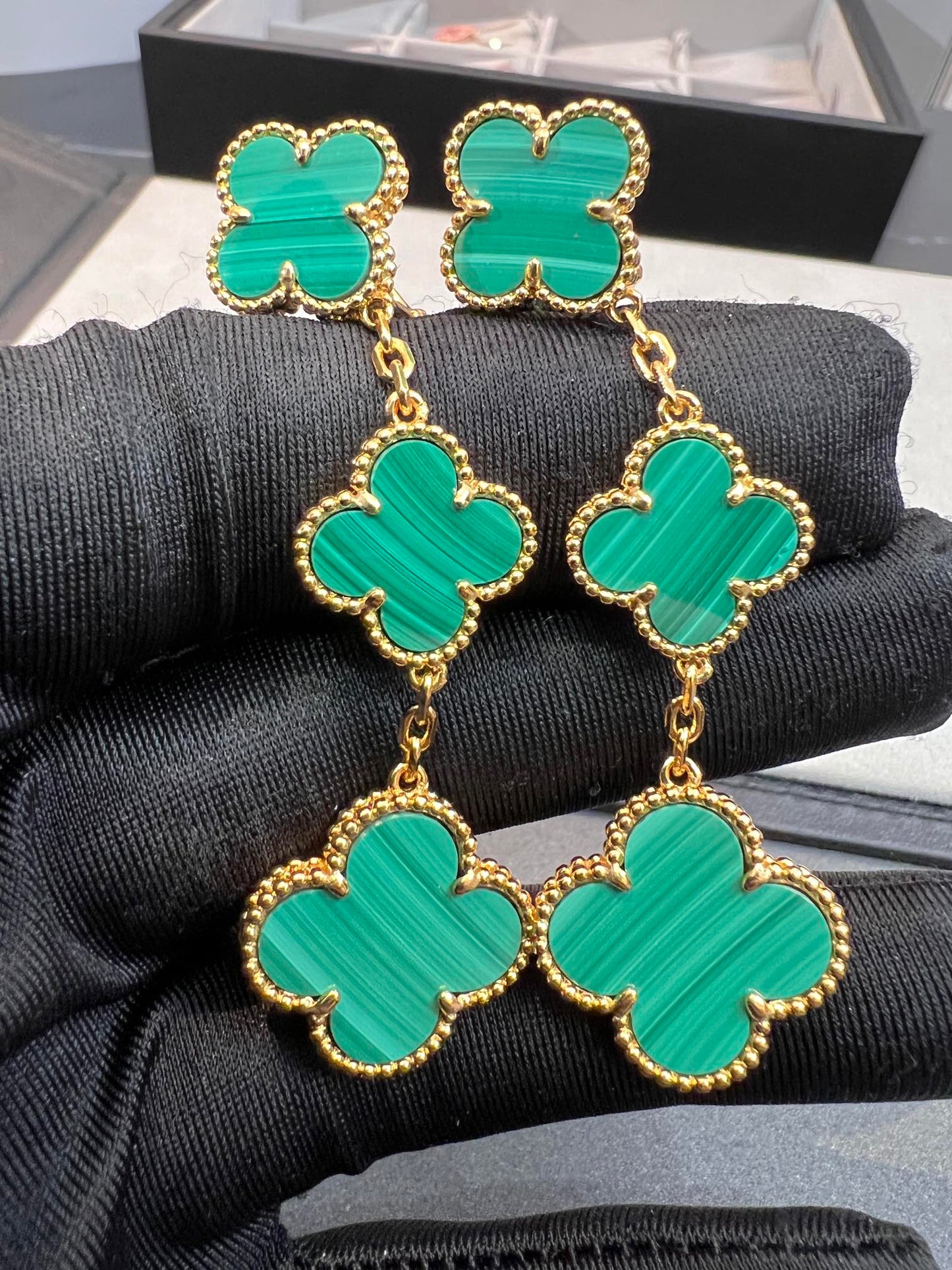 [Polaidi Jewelry]CLOVER MALACHITE 3 MOTIFS GOLD