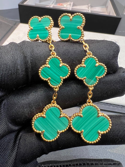 [Polaidi Jewelry]CLOVER MALACHITE 3 MOTIFS GOLD