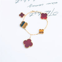 [Polaidi Jewelry ]CLOVER BRACELET 5 MOTIFS CARNELIAN TIGER EYE