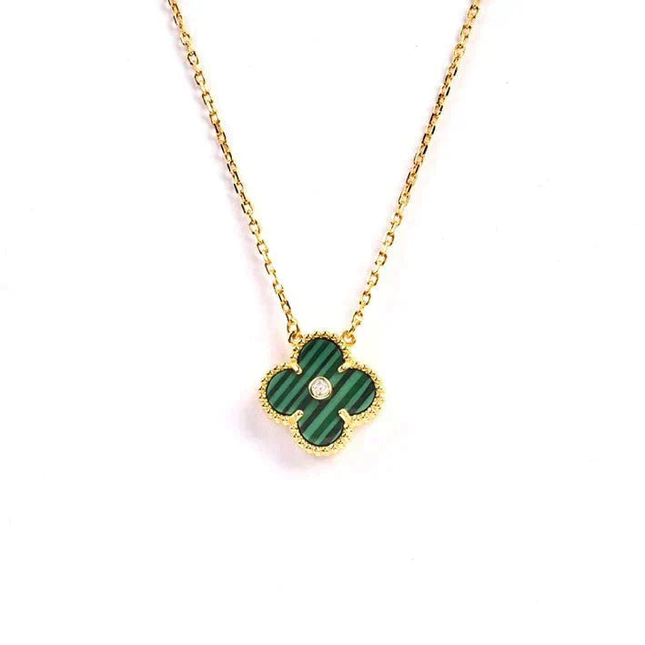 [Polaidi Jewelry]CLOVER 15MM DIAMOND TURQUOISE NECKLACE