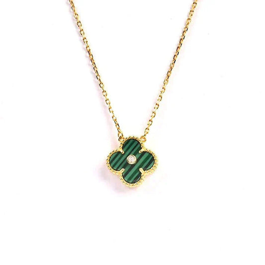 [：Polaidi Jewelry]CLOVER 15MM DIAMOND TURQUOISE NECKLACE