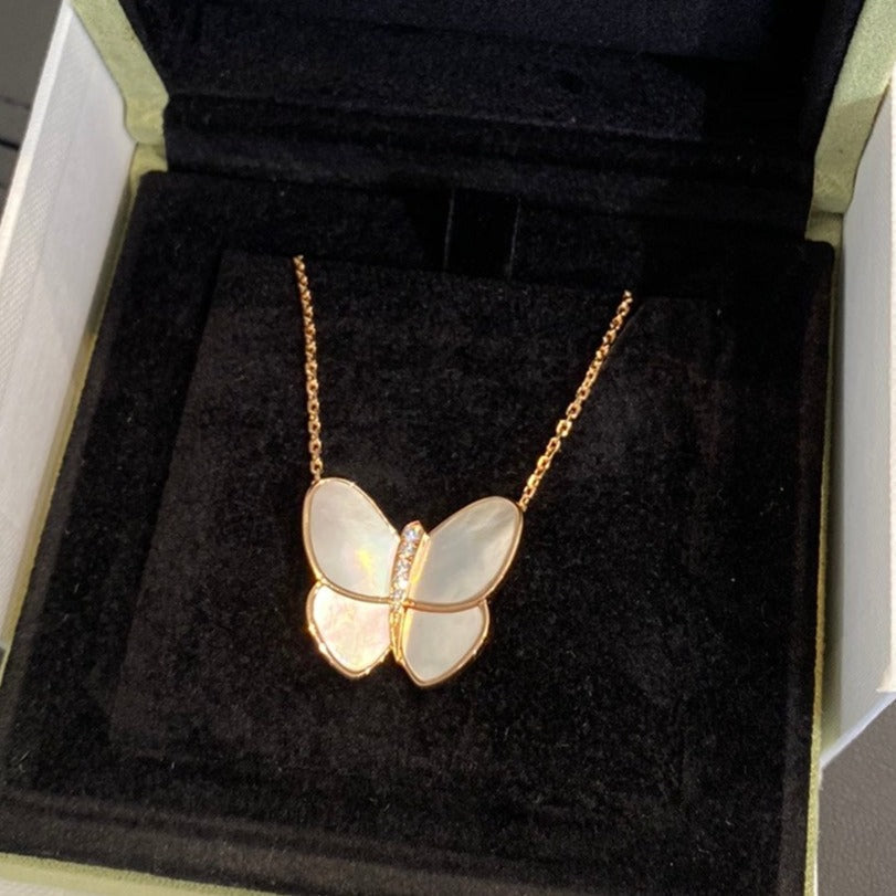 [Polaidi Jewelry]BUTTERFLY GOLD MOP DIAMOND NECKLACE