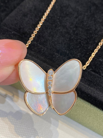 [：Polaidi Jewelry]BUTTERFLY GOLD MOP DIAMOND NECKLACE