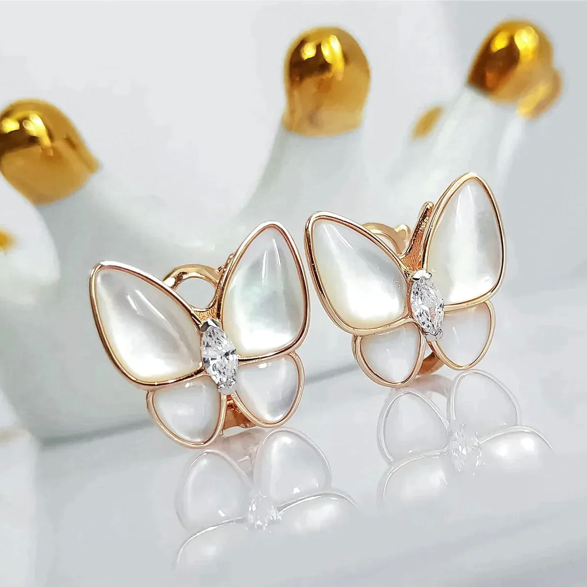 [：Polaidi Jewelry]BUTTERFLY MOP DIAMOND EARRINGS