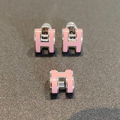 [：Polaidi Jewelry]MINI POP H SILVER EARRINGS PINK