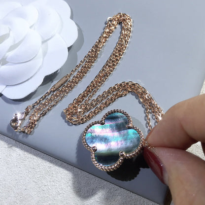 [Polaidi Jewelry]CLOVER 25MM GOLD DARK MOP BIG CLOVER NECKLACE