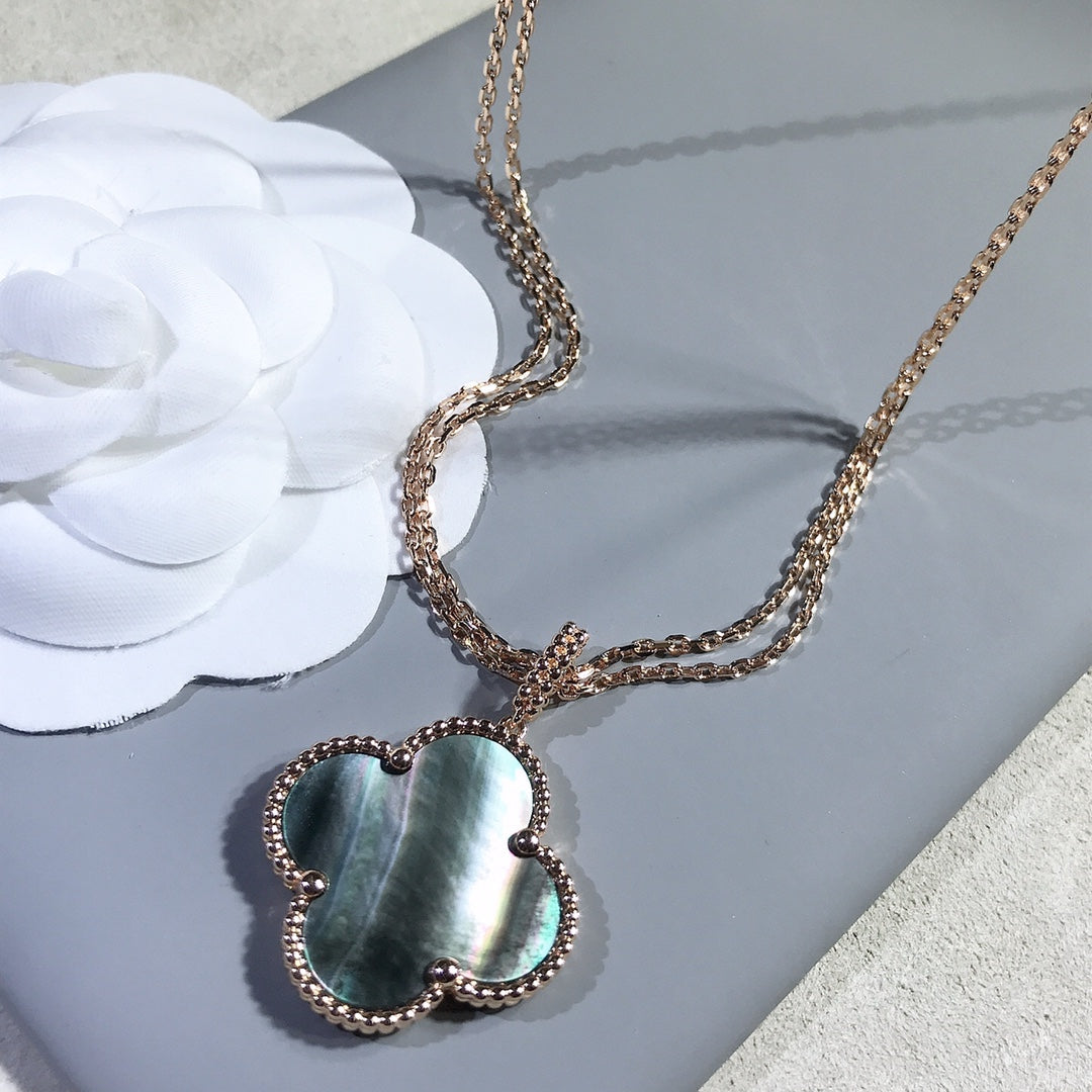 [Polaidi Jewelry]CLOVER 25MM GOLD DARK MOP BIG CLOVER NECKLACE