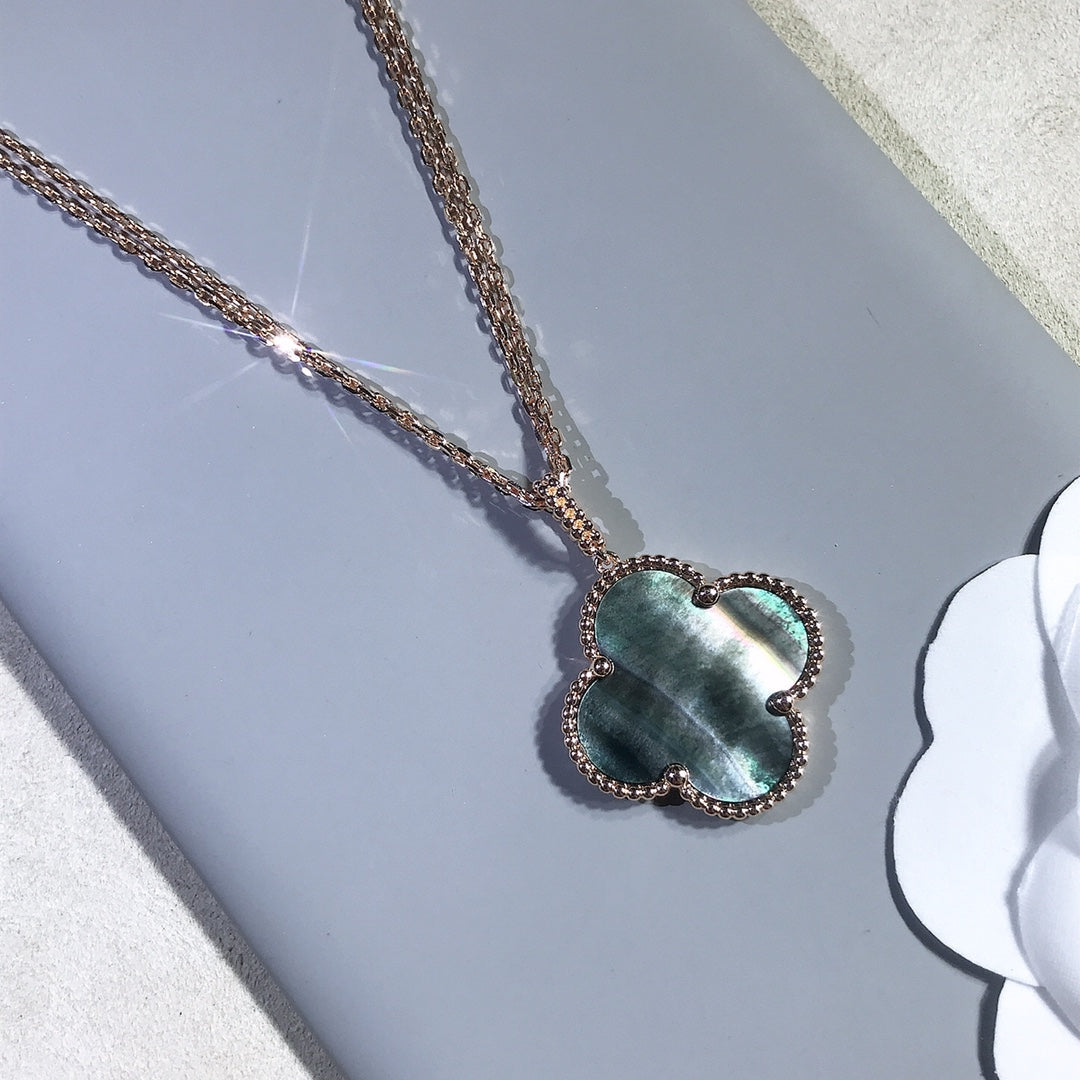 [Polaidi Jewelry]CLOVER 25MM GOLD DARK MOP BIG CLOVER NECKLACE