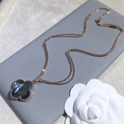 [Polaidi Jewelry]CLOVER 25MM GOLD DARK MOP BIG CLOVER NECKLACE