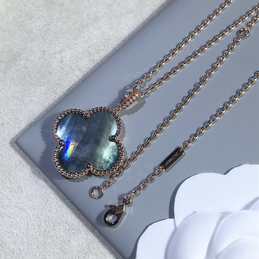 [：Polaidi Jewelry]CLOVER 25MM GOLD DARK MOP BIG CLOVER NECKLACE