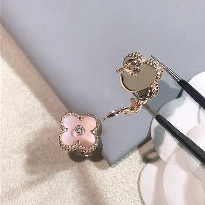 [：Polaidi Jewelry]CLOVER MEDIUM 1 MOTIFS マザーオブパール ダイヤモンド ピアス