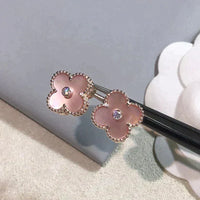 [Polaidi Jewelry ]CLOVER MEDIUM 1 MOTIFS  PINK MOP DIAMOND EARRINGS