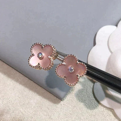 [：Polaidi Jewelry]CLOVER MEDIUM 1 MOTIFS マザーオブパール ダイヤモンド ピアス