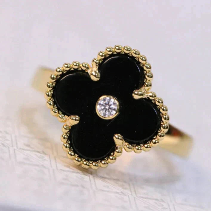 [Polaidi Jewelry]CLOVER ONYX RING GOLD DIAMOND