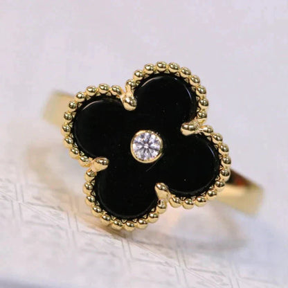 [：Polaidi Jewelry]CLOVER ONYX RING GOLD DIAMOND