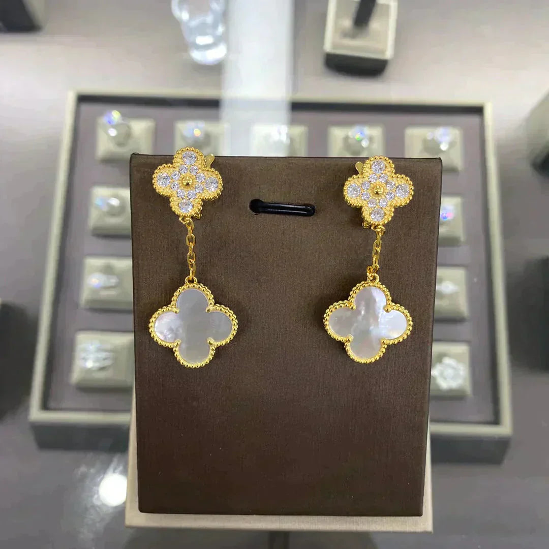 [Polaidi Jewelry]CLOVER  2 MOTIFS  DIAMOND  EARRINGS (MULTIPLE CHOICESç´