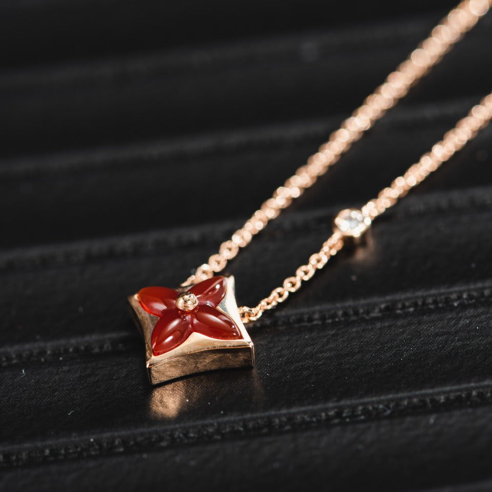 [：Polaidi Jewelry]STAR NECKLACE PINK GOLD 1 DIAMOND