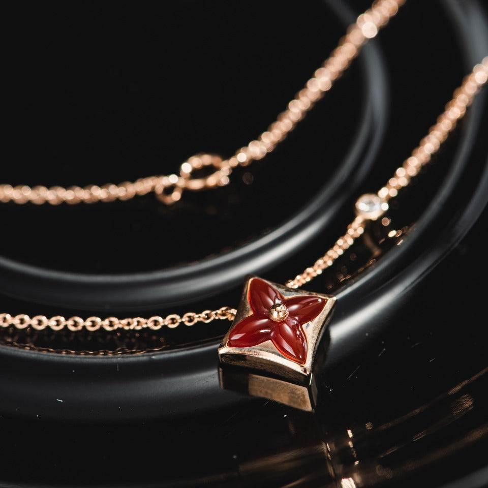 [：Polaidi Jewelry]STAR NECKLACE PINK GOLD 1 DIAMOND