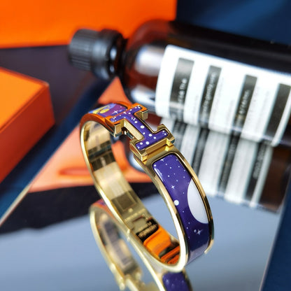 [：Polaidi Jewelry]H STAR AND MOON BRACELET 12MM