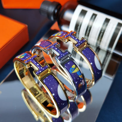 [：Polaidi Jewelry]H STAR AND MOON BRACELET 12MM